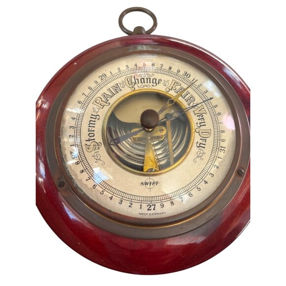 Antique Barometer West Germany Weather Brass Dial SWIFT Stormy Rain Fair V. Dry - Picture 10 of 13